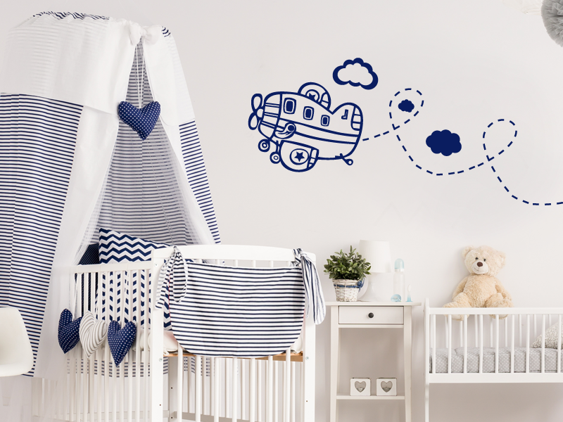 Sticker mural Avion Enfant résultat en situation