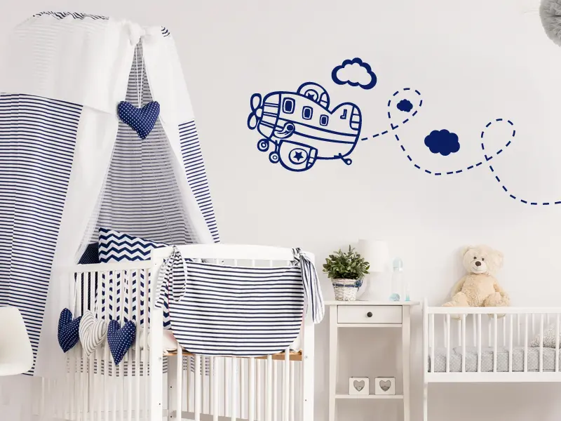 Sticker mural Avions & Bateaux Avion Enfant résultat en situation Sticker Avion Enfant