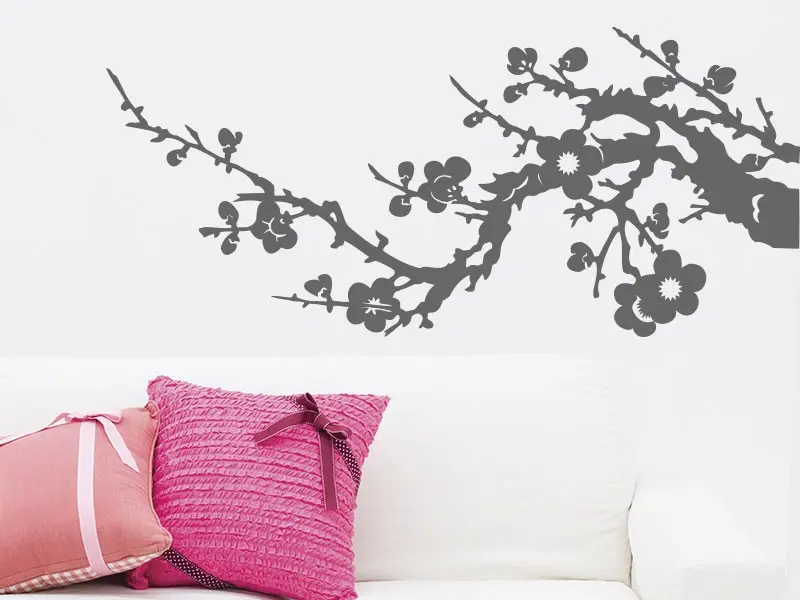 Sticker mural Branches Branche Cerisier 3 résultat en situation gros plan Sticker Branche Cerisier 3