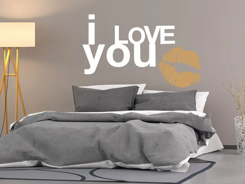 Sticker mural Citations d'Amour I Love You Bouche résultat en situation Sticker I Love You Bouche