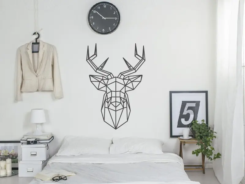 Sticker mural Origami - Géométrie Renne Geometrique résultat en situation Sticker Renne Geometrique