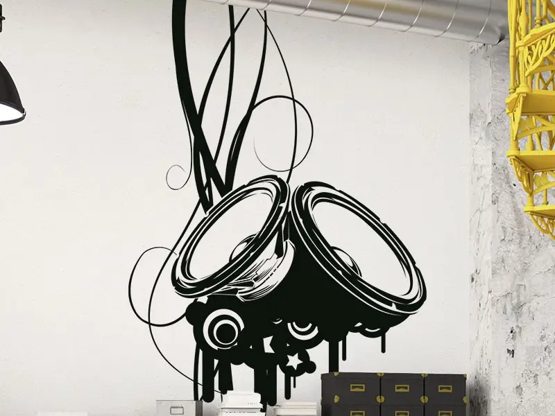 Autocolante Alto-falantes de música résultat en situation gros plan Autocolante Alto-falantes de música