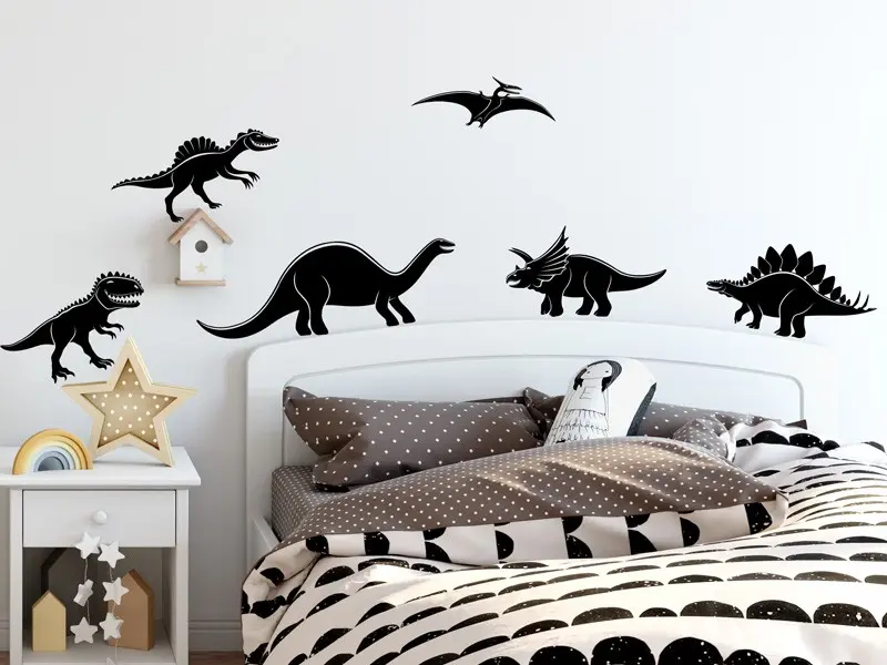 Sticker mural Dinosaures Pack 6 Dinosaures résultat en situation gros plan Sticker Pack 6 Dinosaures