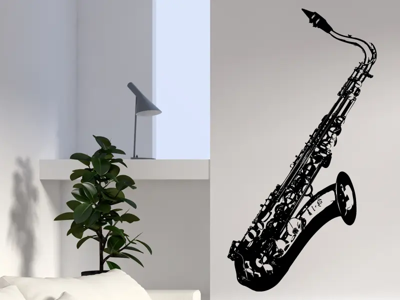 Sticker mural Rock & Jazz Saxophone résultat en situation Sticker Saxophone
