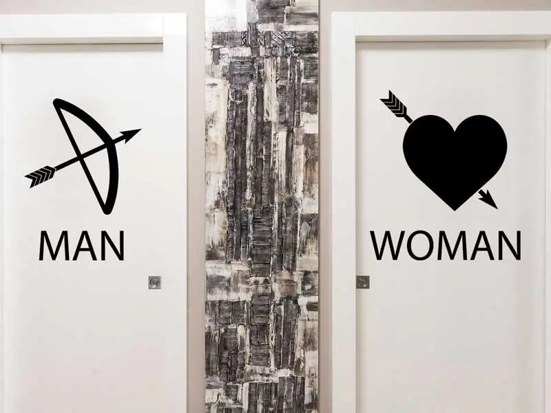 Autocolante de parede WC Man & Women Cupido