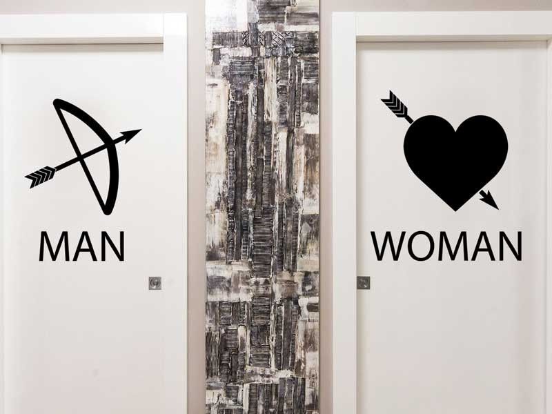 Autocolante de parede WC Man & Women Cupido