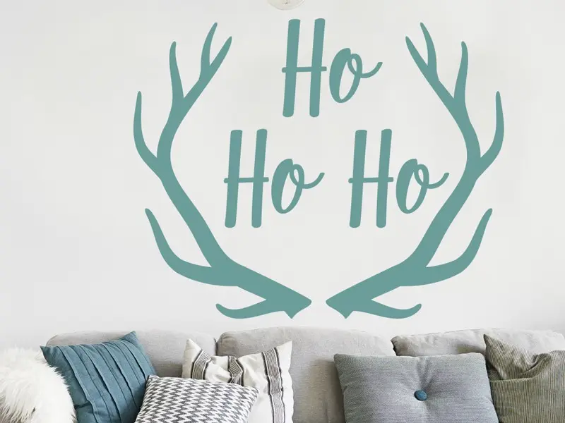 Autocolante de Natal Ho Ho Ho résultat en situation gros plan Autocolante de Natal Ho Ho Ho