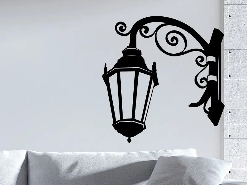 Sticker mural Vintage - Urbain Lampadaire mural Baroque résultat en situation gros plan Sticker Lampadaire mural Baroque