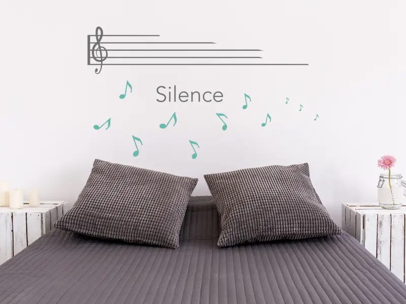 Sticker mural Partitions & Notes Partition Silence résultat en situation Sticker Partition Silence