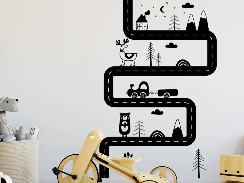 Sticker mural Voitures & Camions Petit Explorateur résultat en situation gros plan Sticker Petit Explorateur