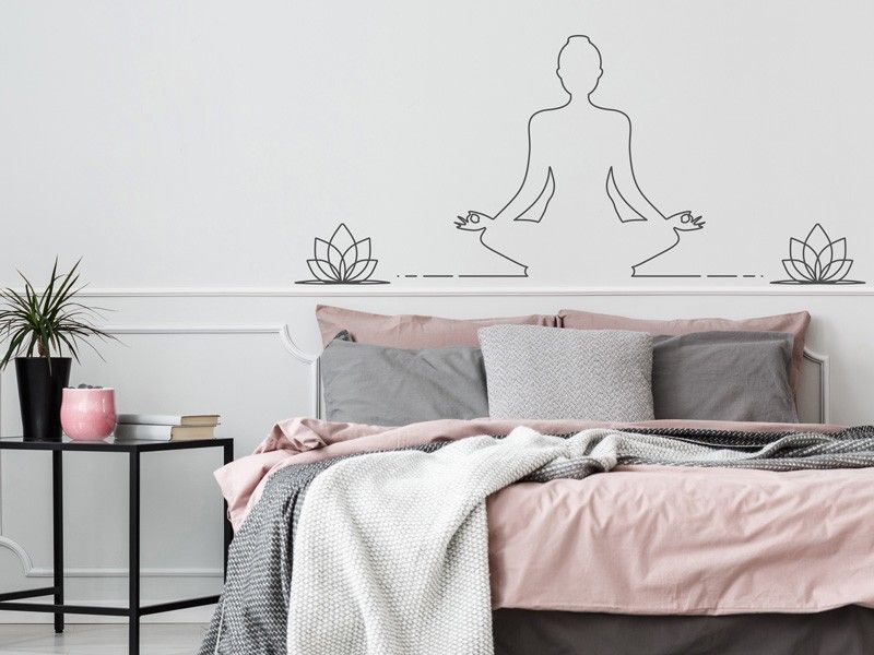 Sticker mural Silhouette Yoga méditation minimaliste résultat en situation