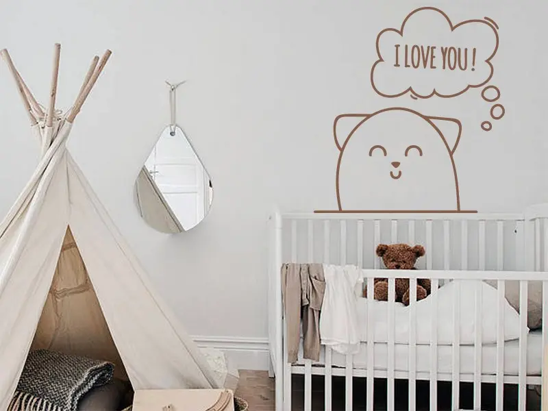 Sticker mural Animaux Chat Funny I love You ! résultat en situation Sticker Chat Funny I love You !