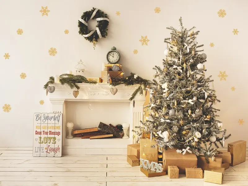 Sticker mural Noël Pack 24 Flocons de Noël résultat en situation Sticker Pack 24 Flocons de Noël