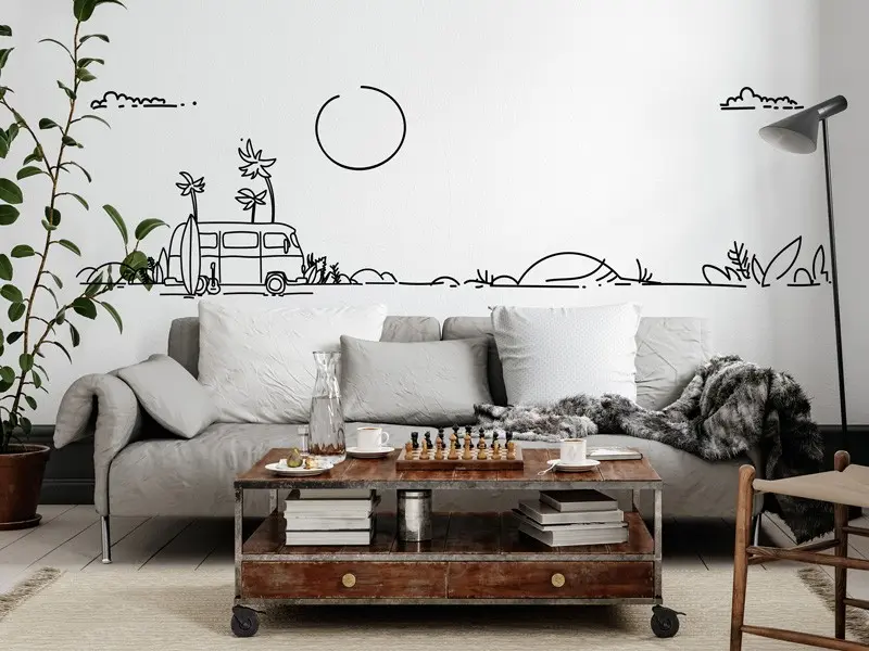 Sticker mural Surf Paysage Surf résultat en situation Sticker Paysage Surf