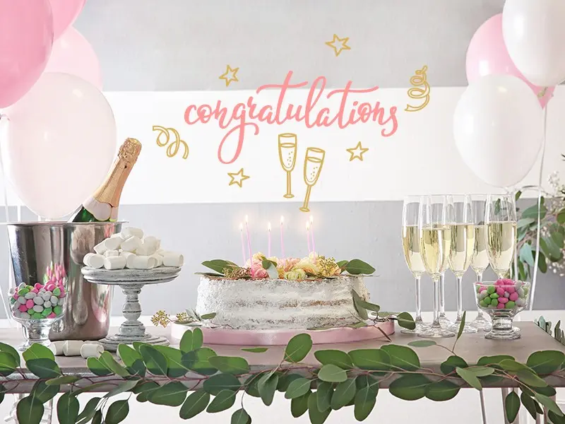 Sticker mural Autres événements Félicitations Champagne résultat en situation Sticker Félicitations Champagne