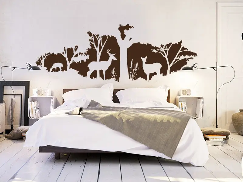 Sticker mural Paysages & Skylines Paysage Cerfs 2 résultat en situation Sticker Paysage Cerfs 2