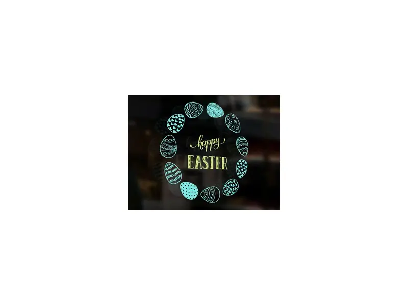 Autocolante Happy Easter Ovos 2 résultat en situation gros plan Autocolante Happy Easter Ovos 2