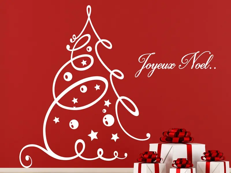 Sticker mural Noël Sapin de Noël Fêtes 2 résultat en situation gros plan Sticker Sapin de Noël Fêtes 2