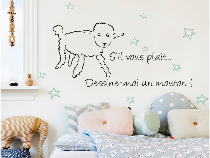 Sticker mural Dessine moi un mouton résultat en situation