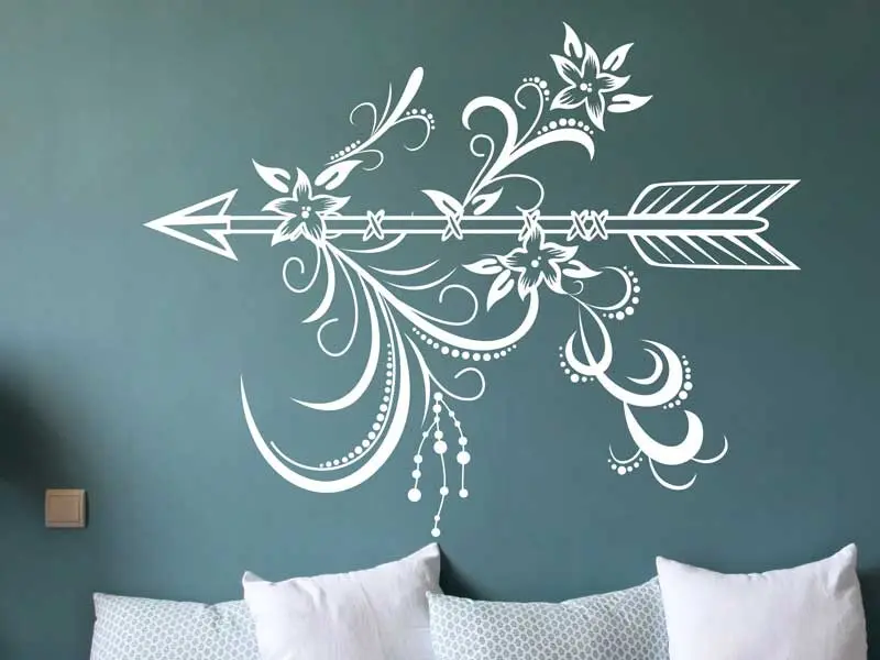 Sticker mural Autres Zen Flêche Florale Boho résultat en situation gros plan Sticker Flêche Florale Boho