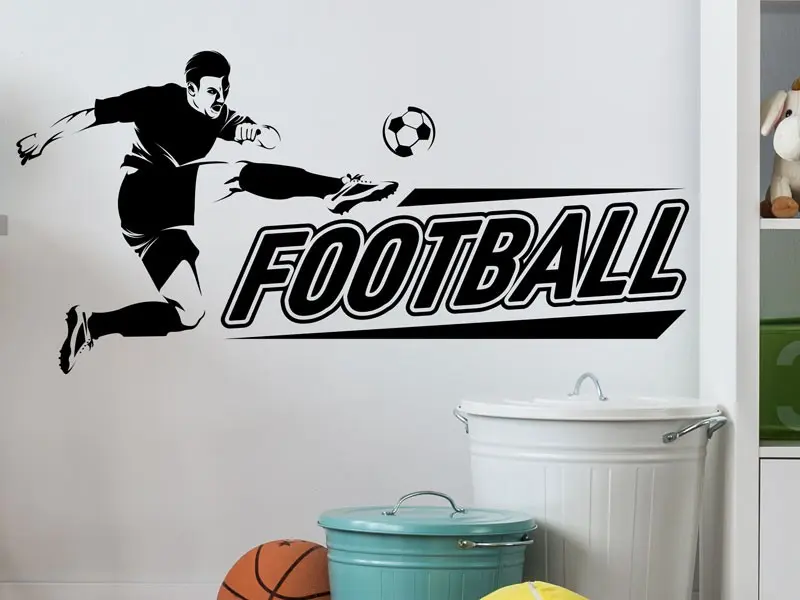 Sticker mural Futebol Silhouette Joueur de Football résultat en situation Sticker Silhouette Joueur de Football
