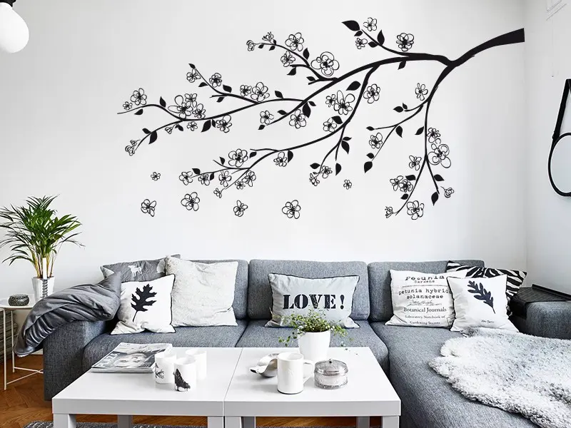 Sticker mural Branches Branche Florale résultat en situation Sticker Branche Florale