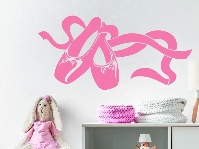 Sticker mural Sport Chaussons de Ballerine résultat en situation gros plan Sticker Chaussons de Ballerine