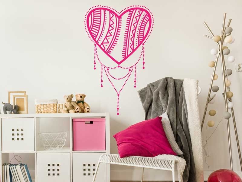 Sticker mural Coeur Boho résultat en situation