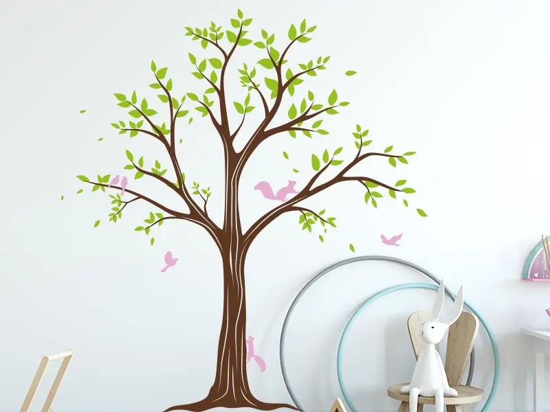 Sticker mural Stickers Arbres Arbre Ecureuils résultat en situation gros plan Sticker Arbre Ecureuils