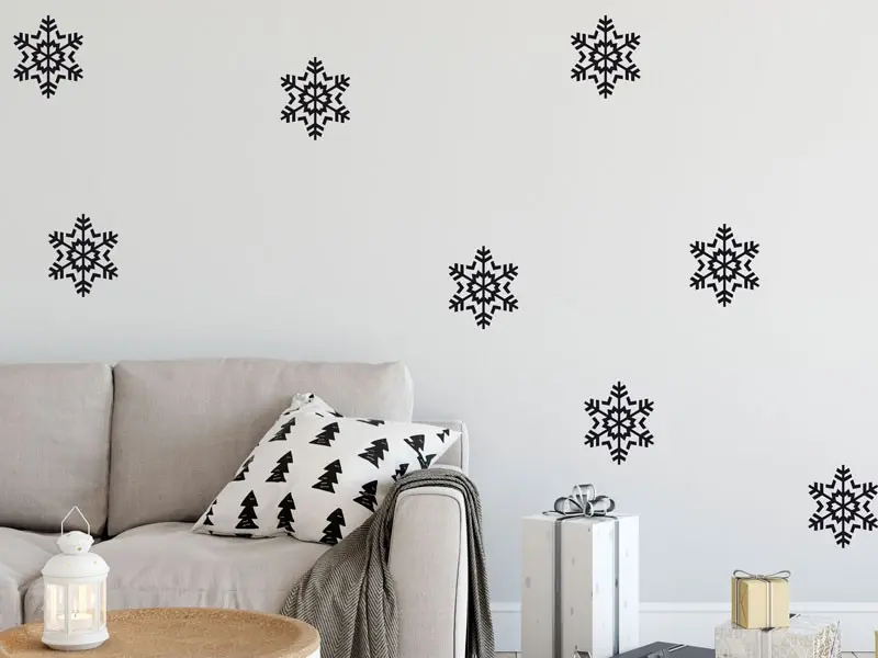 Sticker mural Pack Déco - Tendance Pack 10 Flocons 2 résultat en situation gros plan Sticker Pack 10 Flocons 2