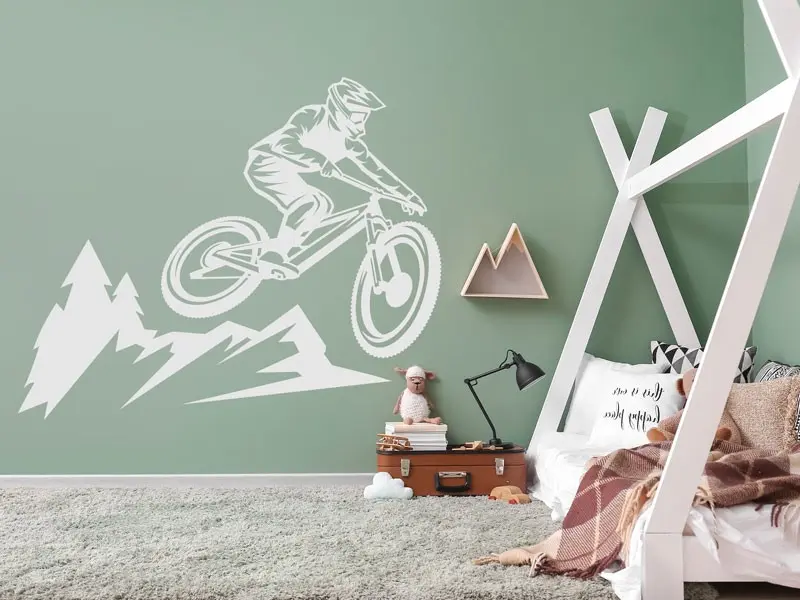 Sticker mural Skate & Ride Vélo VTT Montagne résultat en situation Sticker Vélo VTT Montagne