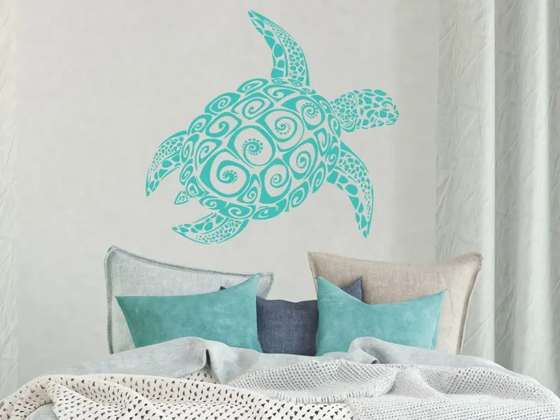 Sticker mural Sous la Mer Tortue Surf résultat en situation Sticker Tortue Surf