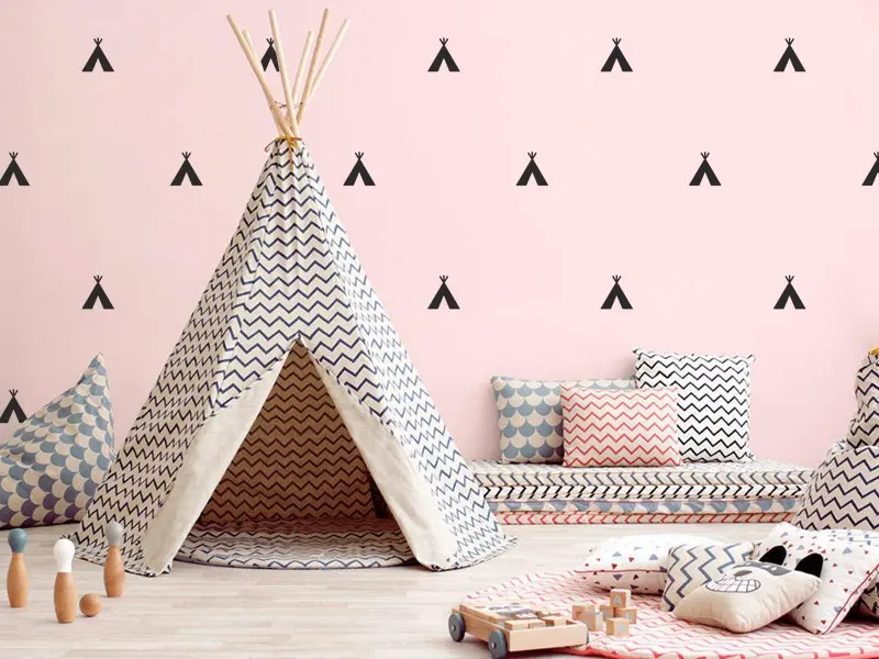 Sticker mural Pack Deco Tipis résultat en situation