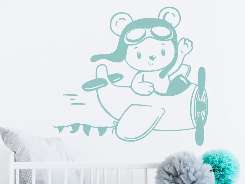 Autocolante Avião Urso résultat en situation gros plan Autocolante Avião Urso