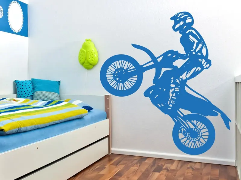 Sticker mural Auto & Moto Moto Cross 3 résultat en situation Sticker Moto Cross 3