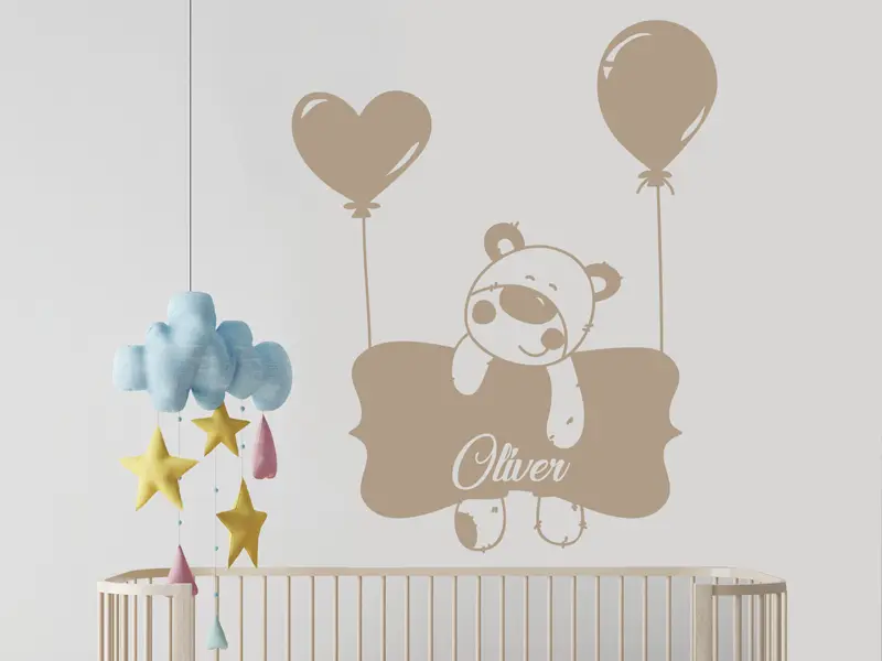 Sticker mural Ourson Ballon résultat en situation