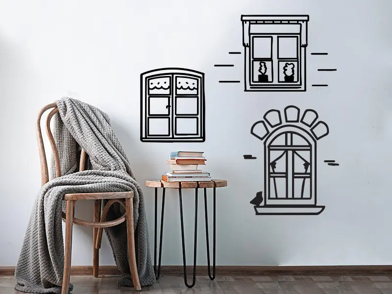 Sticker mural Cadres Fenêtres résultat en situation Sticker Fenêtres