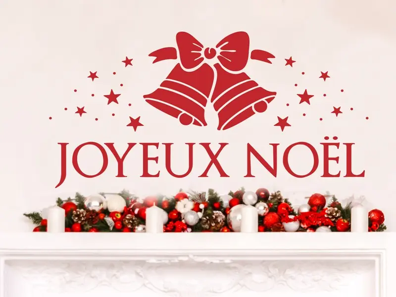 Sticker mural Noël Cloches de Noël Personnalisé résultat en situation gros plan Sticker Cloches de Noël Personnalisé