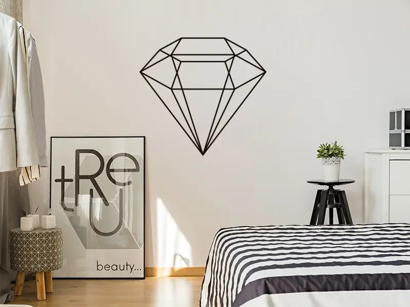 Sticker mural Origami - Géométrie Diamant Géométrique résultat en situation Sticker Diamant Géométrique