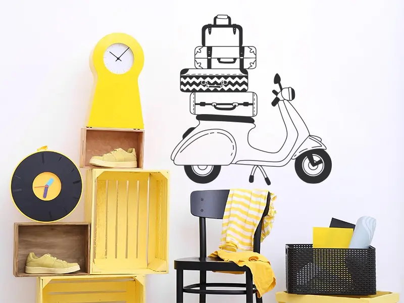 Sticker mural Auto & Moto Vespa Vintage résultat en situation Sticker Vespa Vintage