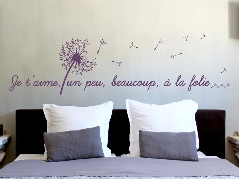 Sticker mural Citations d'Amour Je t'aime un peu, beaucoup... résultat en situation Sticker Je t'aime un peu, beaucoup...