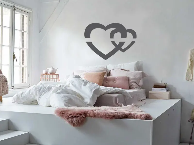 Sticker mural Déco Double Coeurs résultat en situation Sticker Double Coeurs