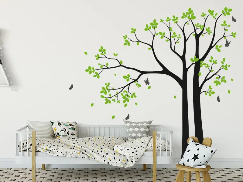 Sticker mural Arbre Papillons résultat en situation