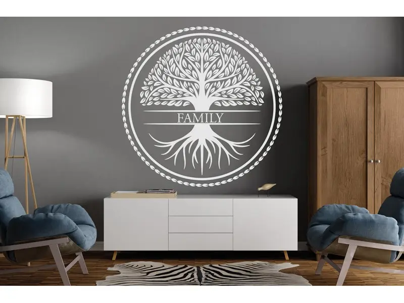 Sticker mural Stickers Arbre de vie Arbre de vie Texte Personnalisable résultat en situation Sticker Arbre de vie Texte Personnalisable
