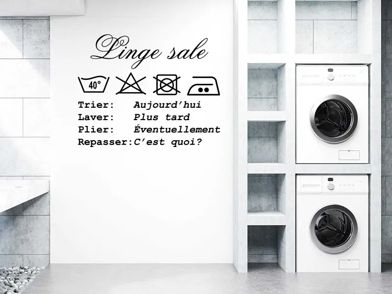 Autocolante de parede de Lavandaria Humorístico « Roupa Suja » Autocolante de parede de Lavandaria Humorístico « Roupa Suja »