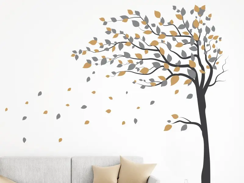 Sticker mural Stickers Arbres Arbre d'Automne 4 résultat en situation gros plan Sticker Arbre d'Automne 4