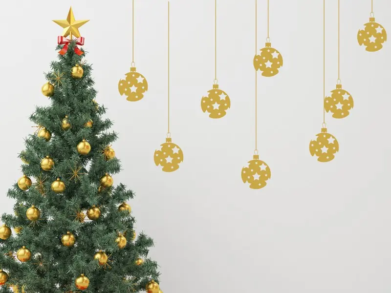 Autocolante Pack 8 Bolas Estrelas de Natal résultat en situation gros plan Autocolante Pack 8 Bolas Estrelas de Natal