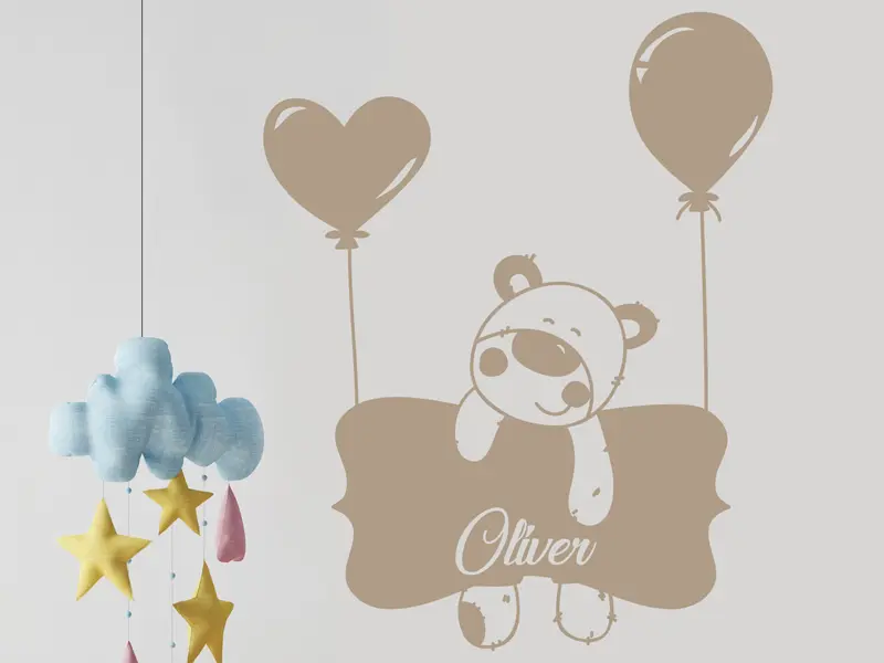 Autocolante Urso Balão résultat en situation gros plan Autocolante Urso Balão