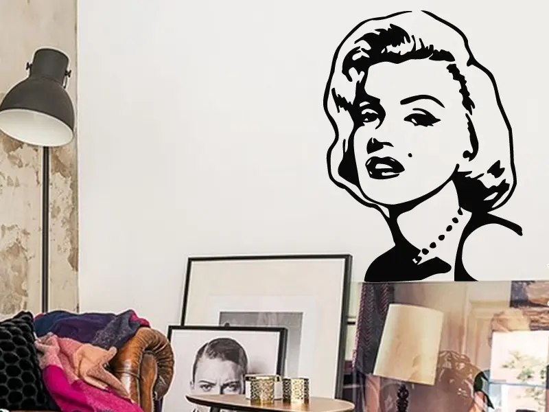 Sticker mural Pop Art Marylin Monroe résultat en situation Sticker Marylin Monroe