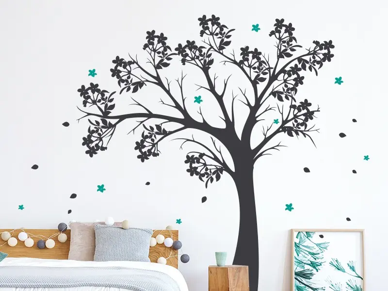 Sticker mural Stickers Arbres Arbre Fleurs d'Automnes résultat en situation gros plan Sticker Arbre Fleurs d'Automnes